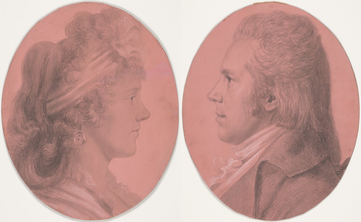 Portrætter af Georges Arnold Fitzwilliam og portræt af Eleanor Ramsay Fitzwilliam; et par af Charles Balthazar Julien Févret de Saint-Mémin