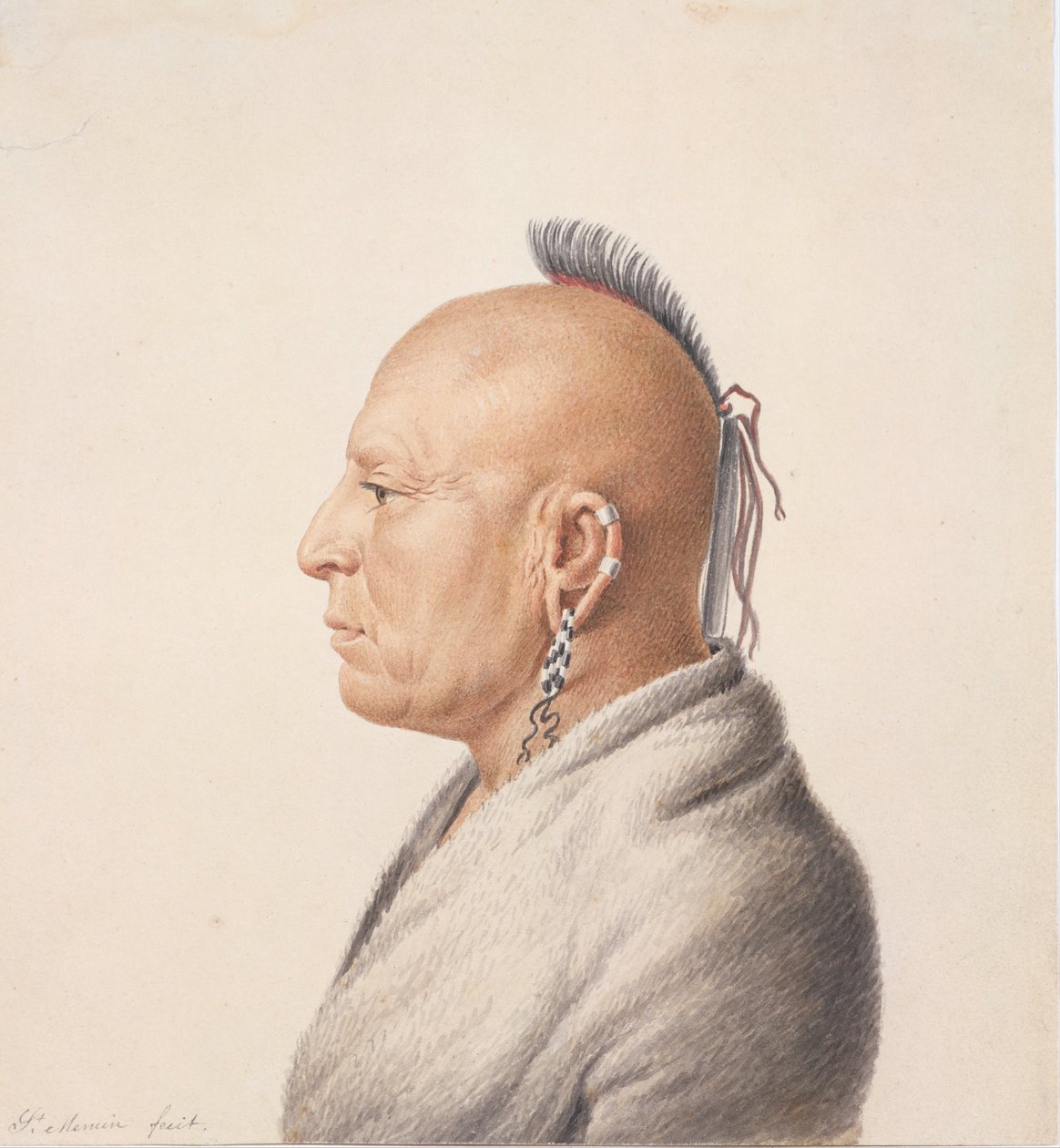 Osage Warrior, 1805-7. af Charles Balthazar Julien Févret de Saint Mémin