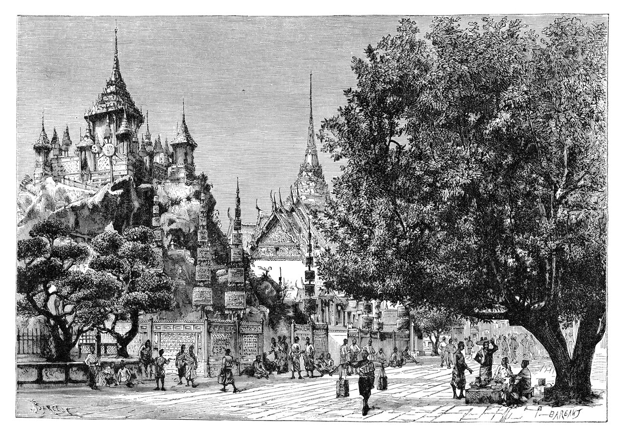 En gade i Bangkok, Thailand, 1895. af Charles Barbant