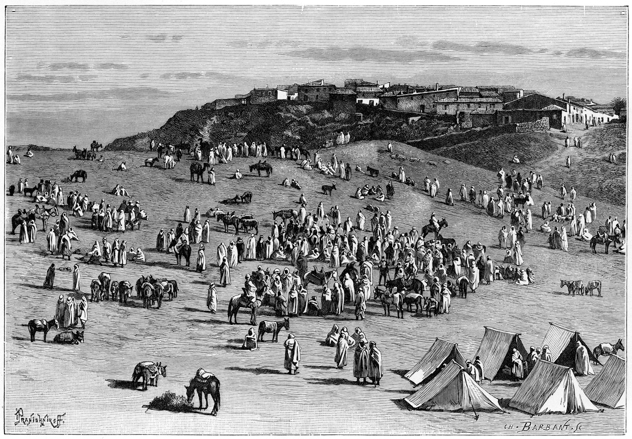Boghari landsby og marked, c1890 af Charles Barbant