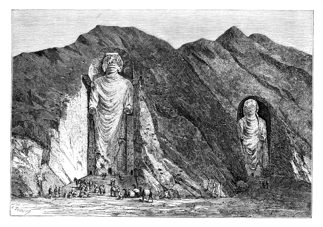 Kolossale idoler, Upper Bamlan Valley, Afghanistan, 1895. af Charles Barbant