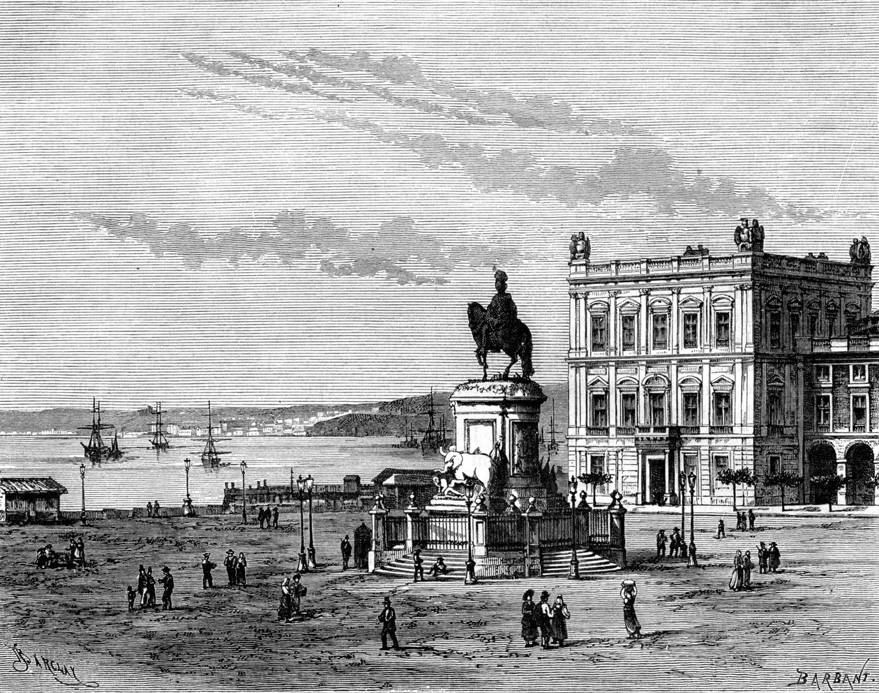 Commerce Square, Lissabon, Portugal, 1800-tallet. af Charles Barbant