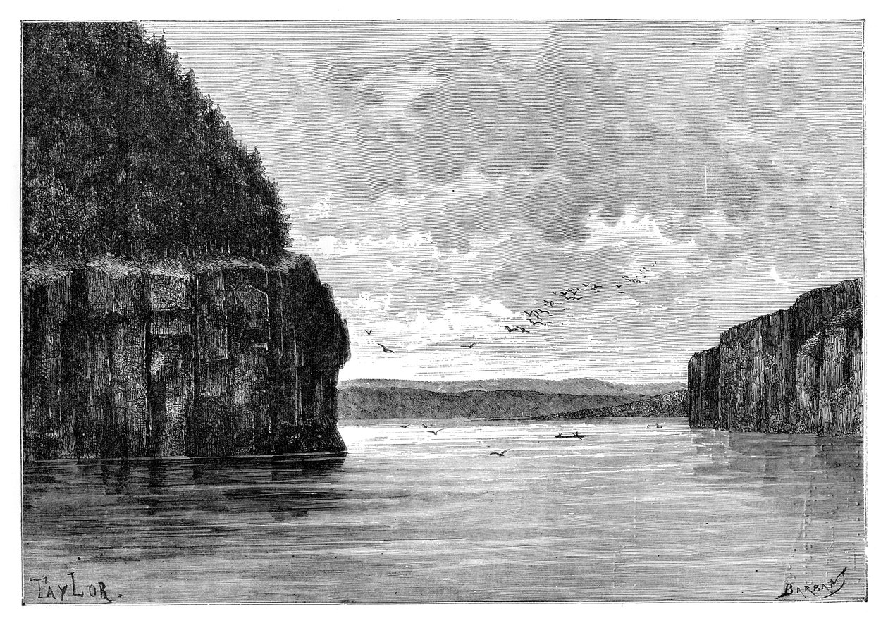 Angara-floden, under Padunskiy-faldene, Sibirien, Rusland, 1895. af Charles Barbant