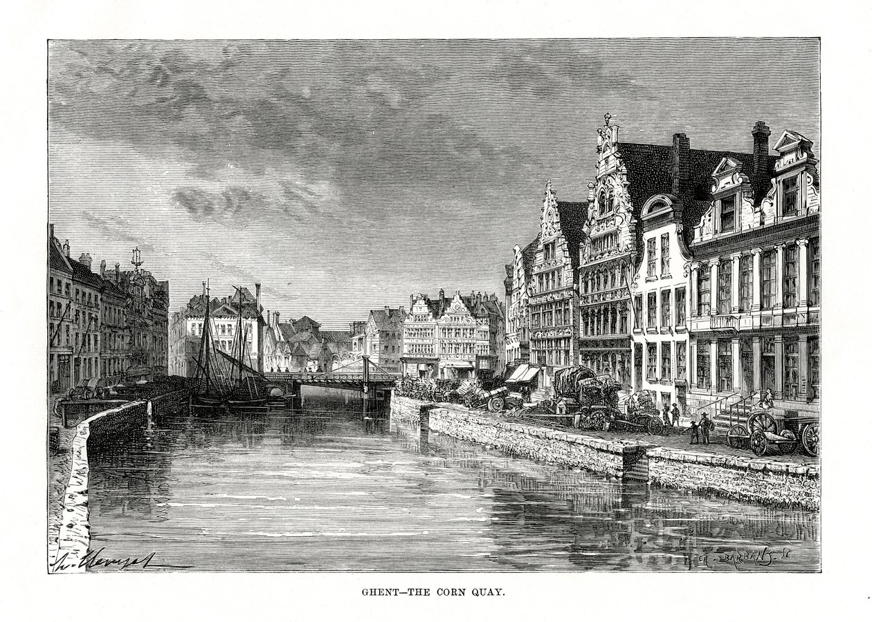 Corn Quay, Gent, Flandern, Belgien, 1879 af Charles Barbant