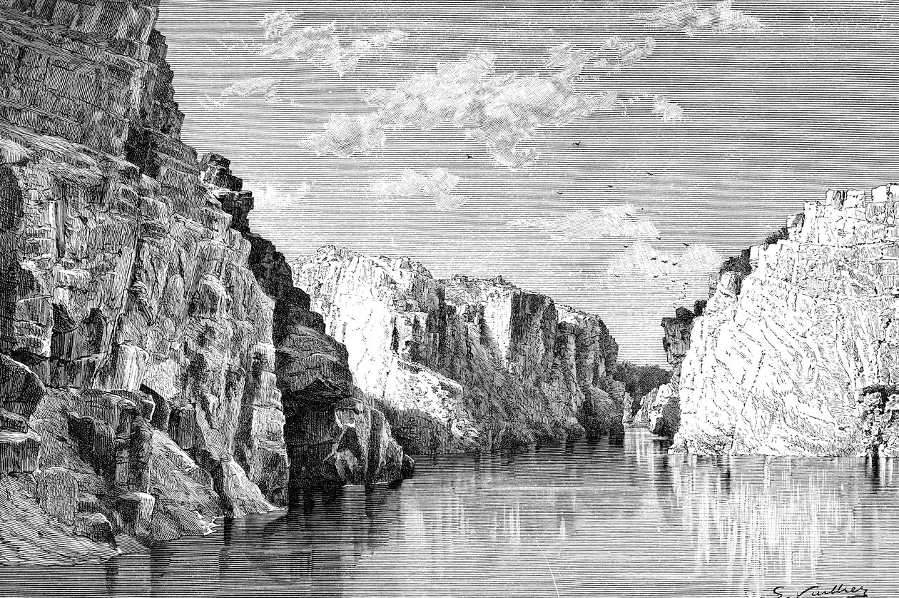 The Gorge of the Marble Rocks, Indien, 1895. af Charles Barbant