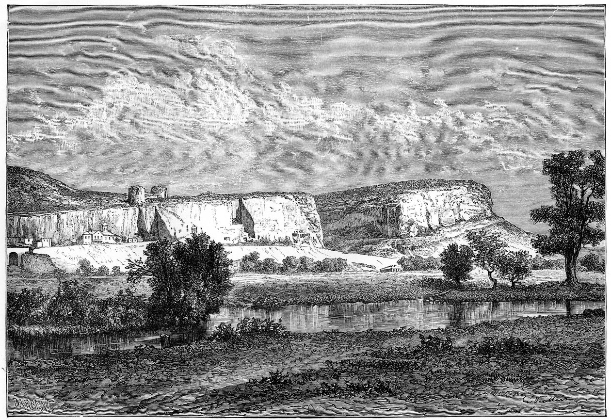 Klipperne i Inkerman, Krim, Ukraine, 1800-tallet. af Charles Barbant
