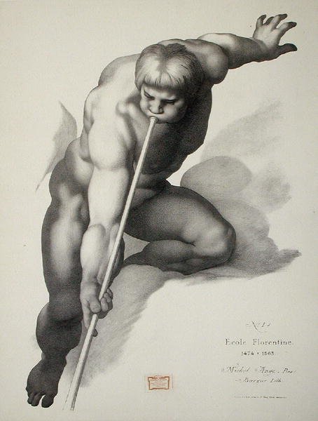 Engel spiller på trompet, plade 1 fra Cours de Dessin bind II: 