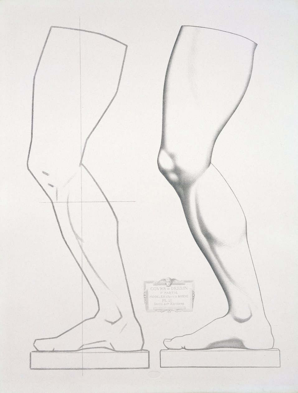 Ben af ​​Germanicus, plade 25 fra Cours du Dessin bind I: Modeles dapres la bosse, ca. 1868 (litho på gråt papir) af Charles Bargue