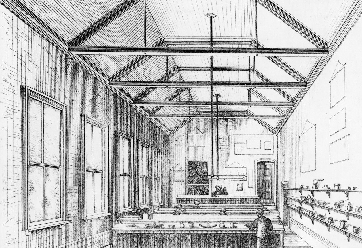 Kemisk laboratorium, Dulwich College, ca. 1870 (litografi) af Charles Barry