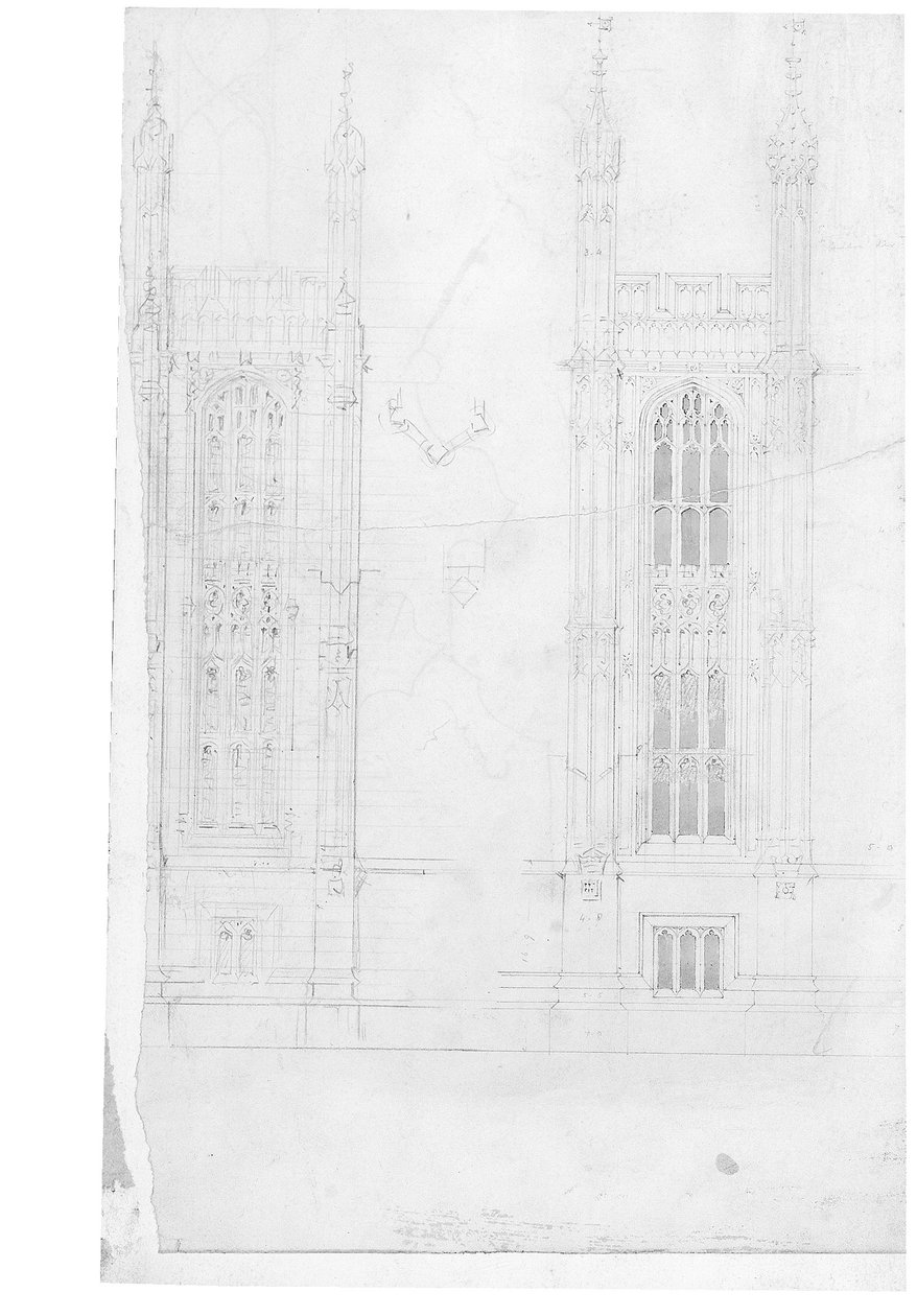 Tegning for parlamentets huse, ca. 1836-40 (blyant på papir) af Charles Barry