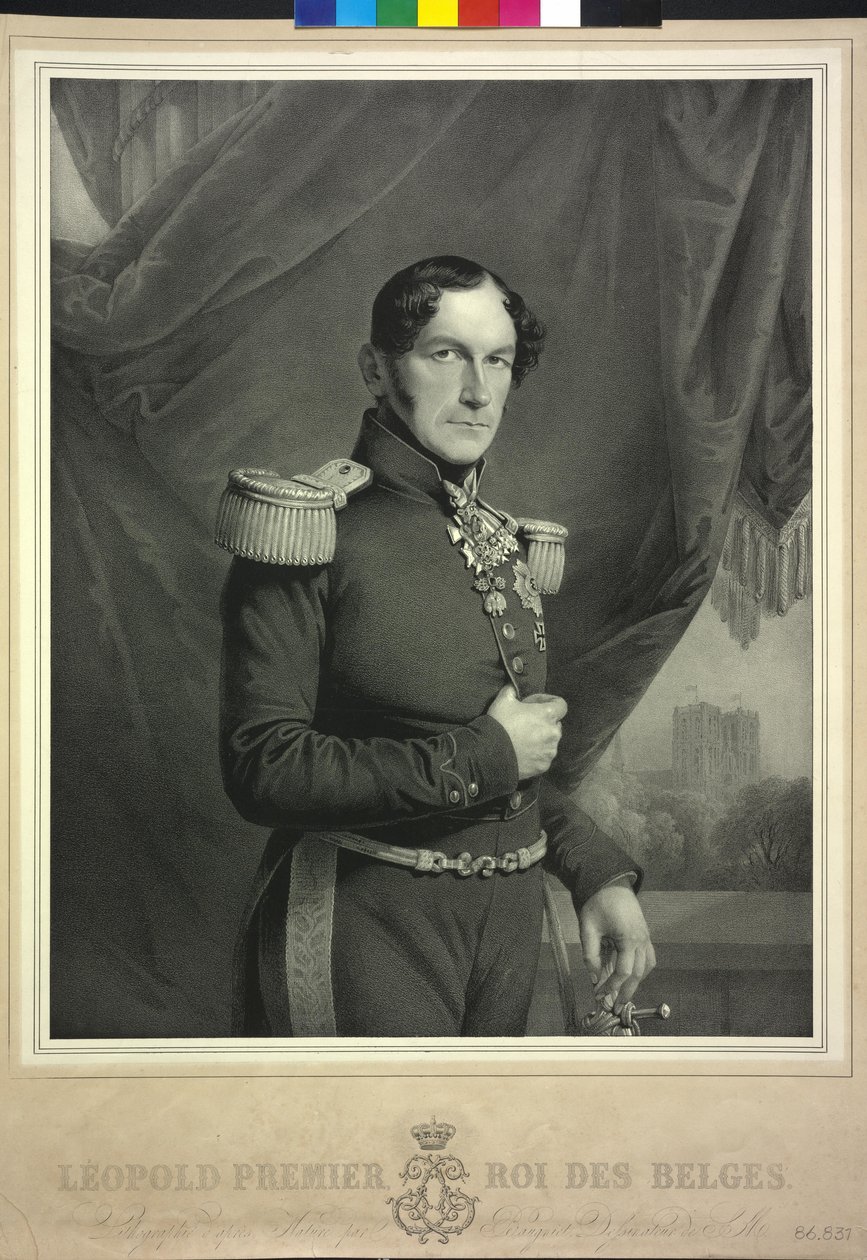 Den belgiske konge Leopold I (litografi) af Charles Baugniet