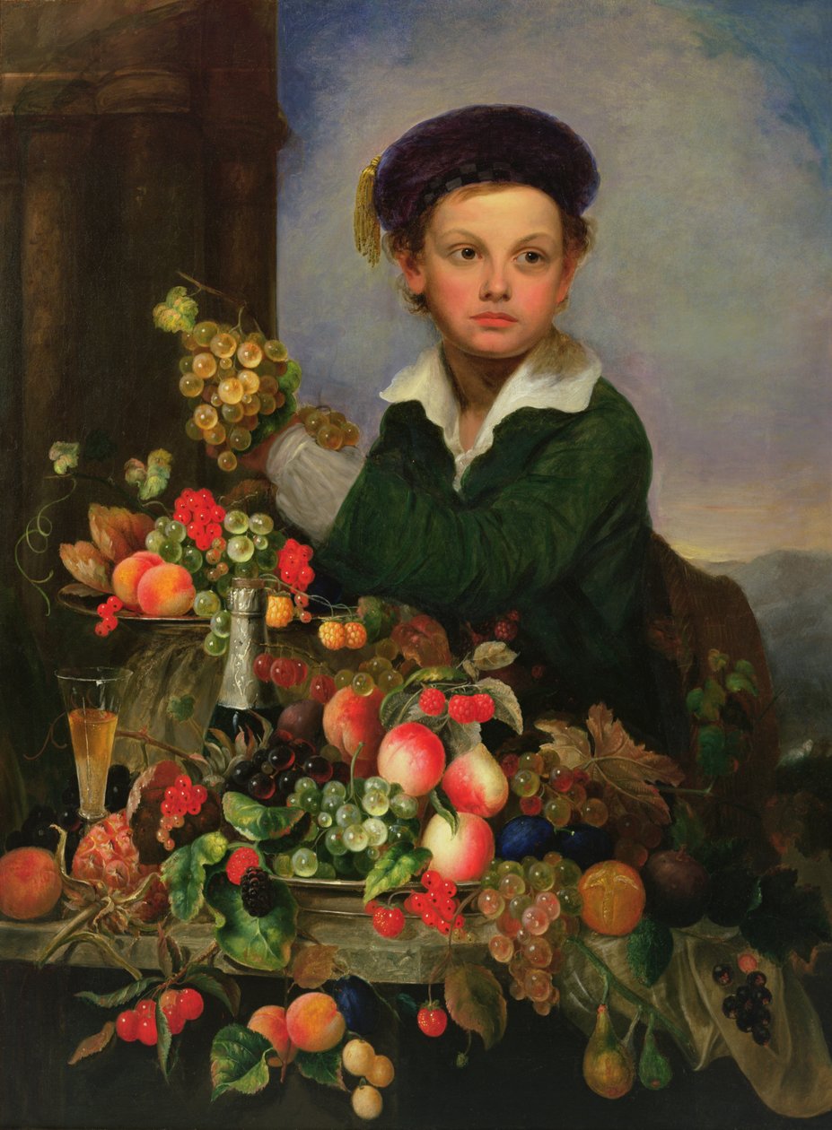 Dreng med stilleben, ca. 1855 (olie på lærred) af Charles Baum