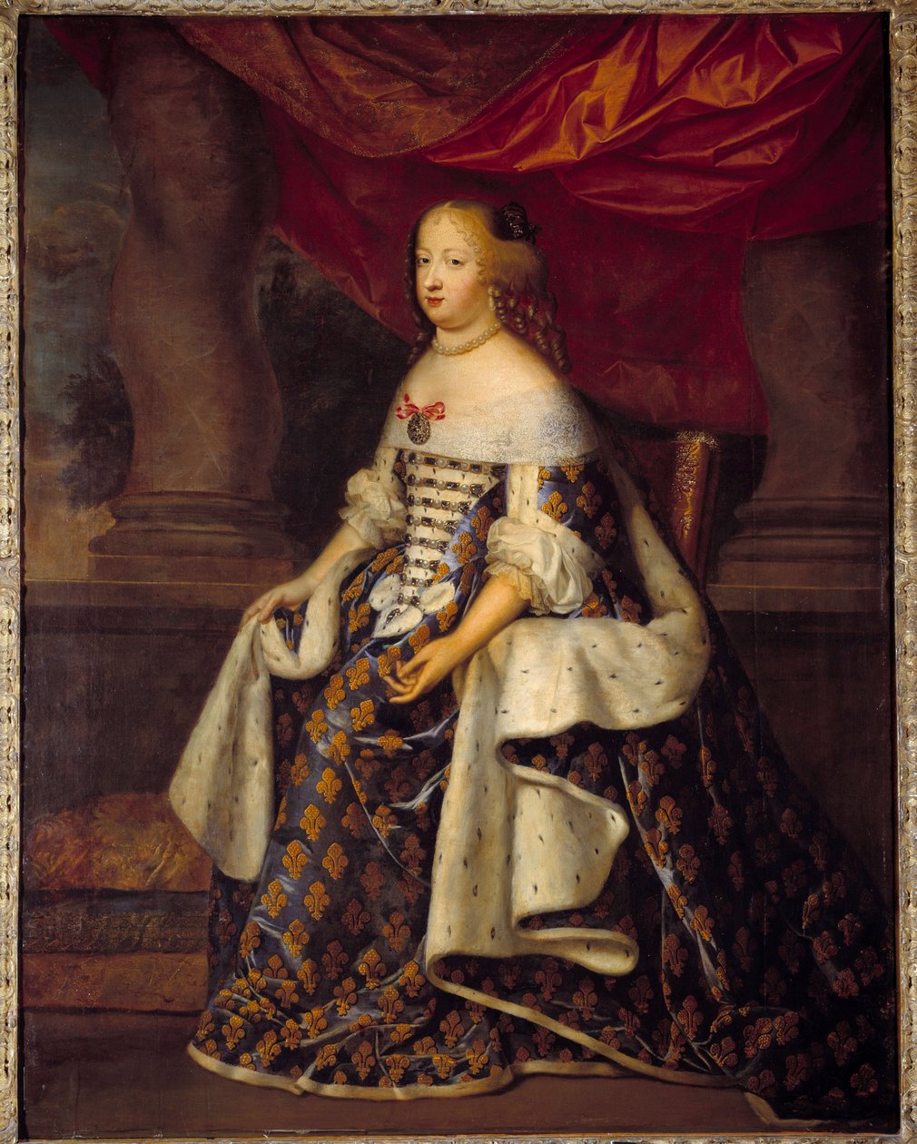 Portræt af Marie Therese af Østrig (1638-1683), dronning af Frankrig Maleri af Charles Beaubruns Atelier (1604-1692) 1600-tallet søn. 1,8 x 1,4 m af Charles Beaubrun