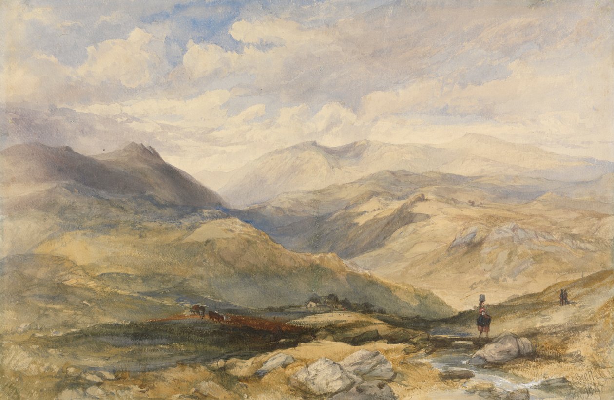 Højlandslandskab med figurer af Charles Bentley