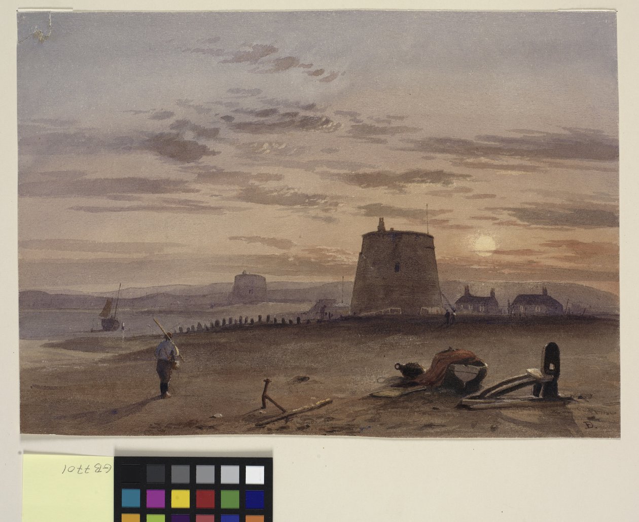 Martello Tower ved St. Leonards mod nedgående sol af Charles Bentley
