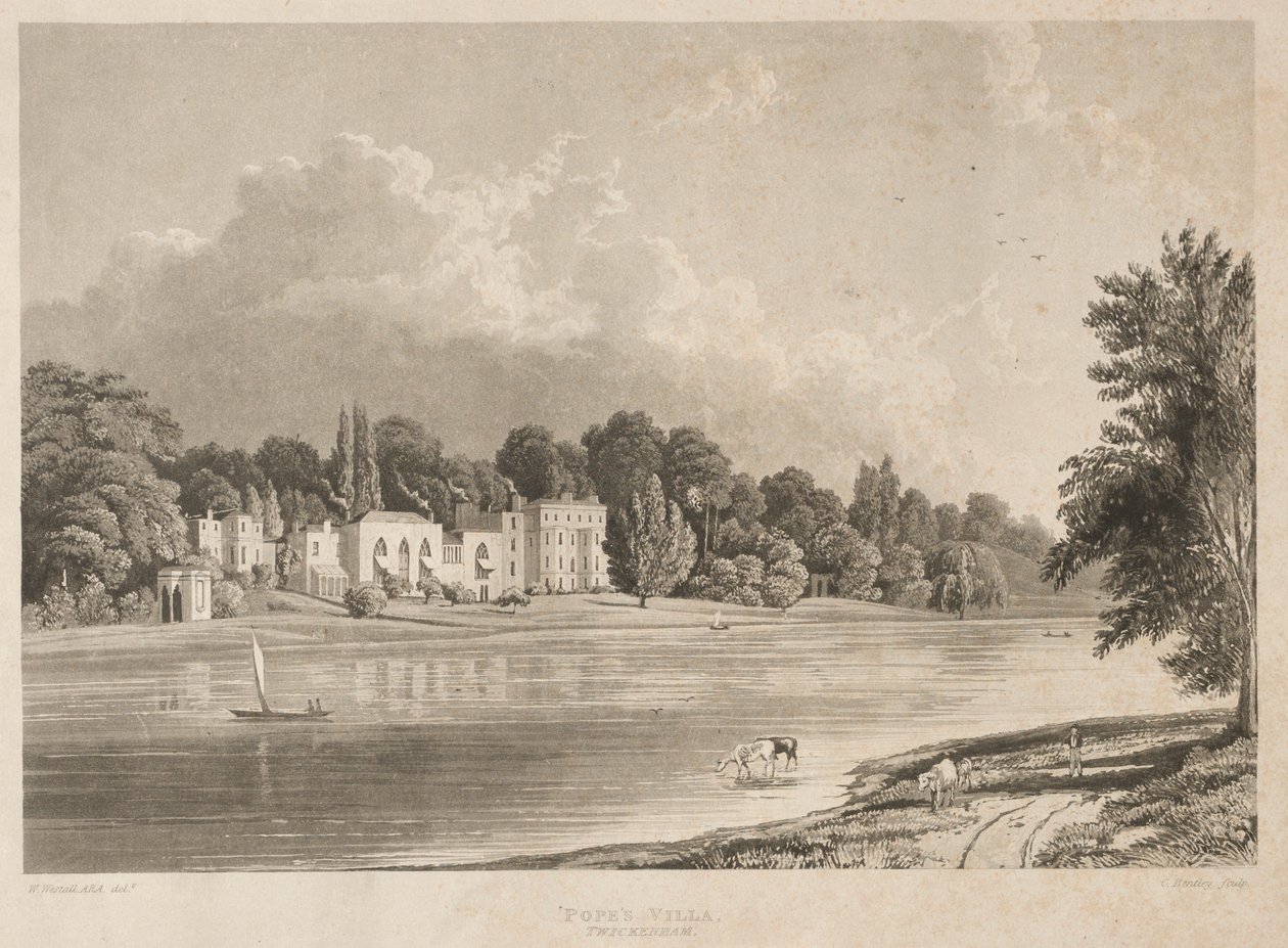 Popes Villa, Twickenham, 1828. af Charles Bentley
