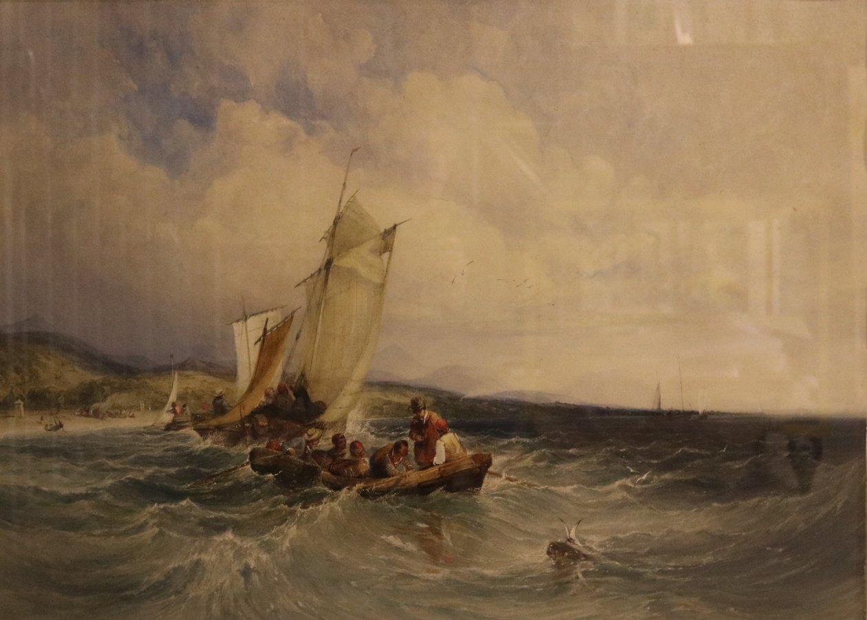 Wicklow Bay, ca. 1840 (akvarel på papir) af Charles Bentley