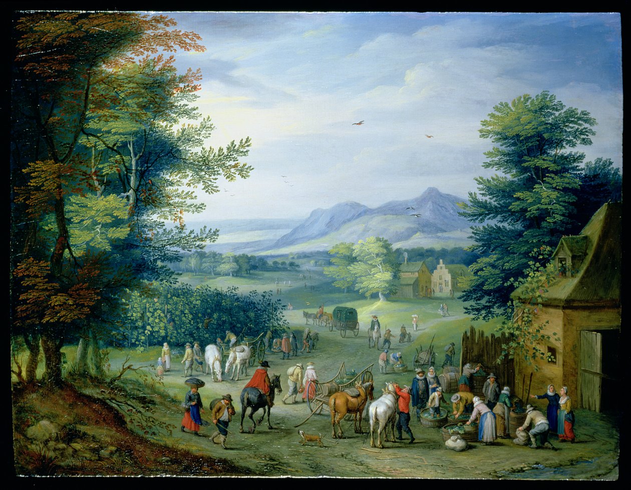Druehøsten, figurer i et landskab af Charles Beschey