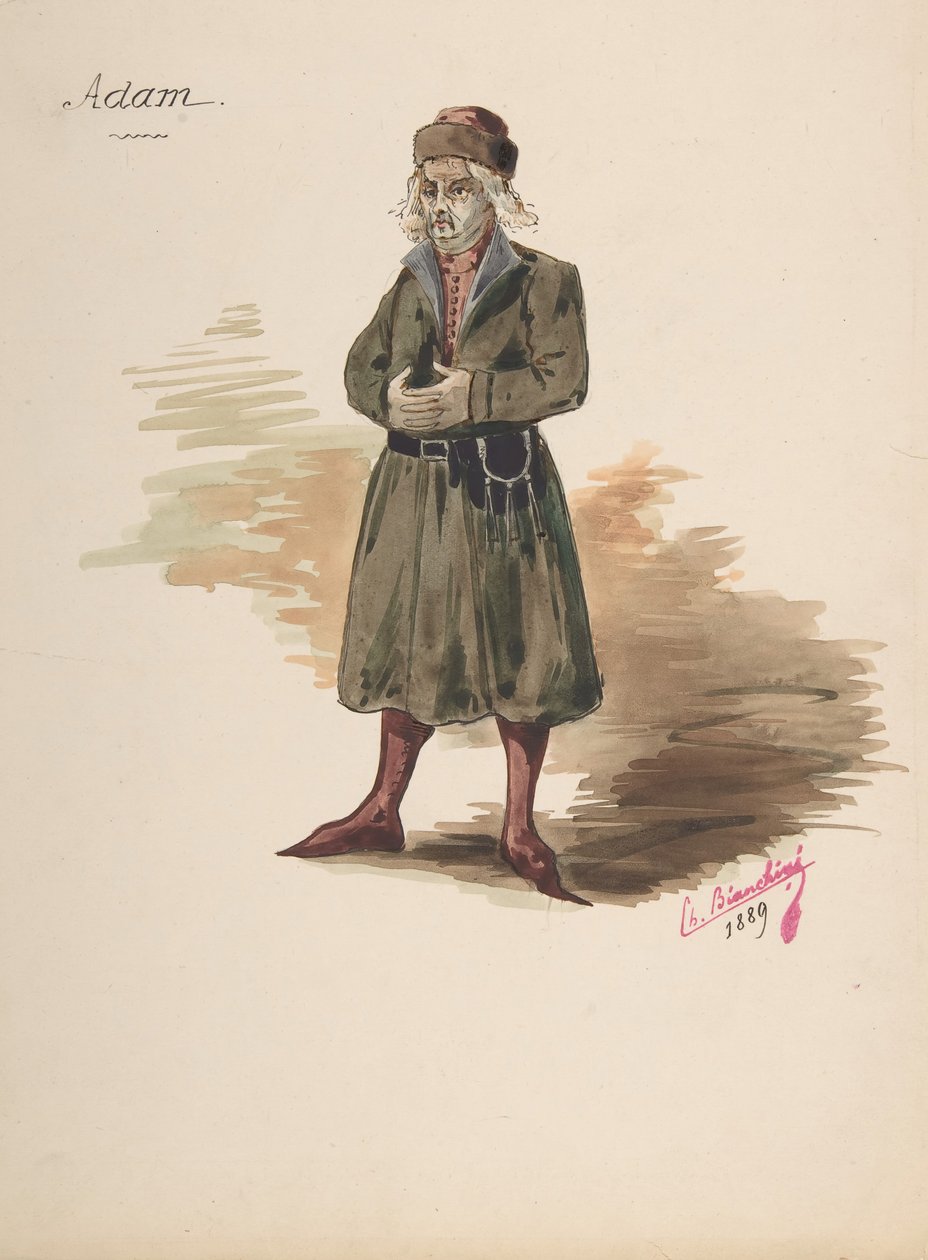 Kostumedesign til Adam, 1889. af Charles Bianchini
