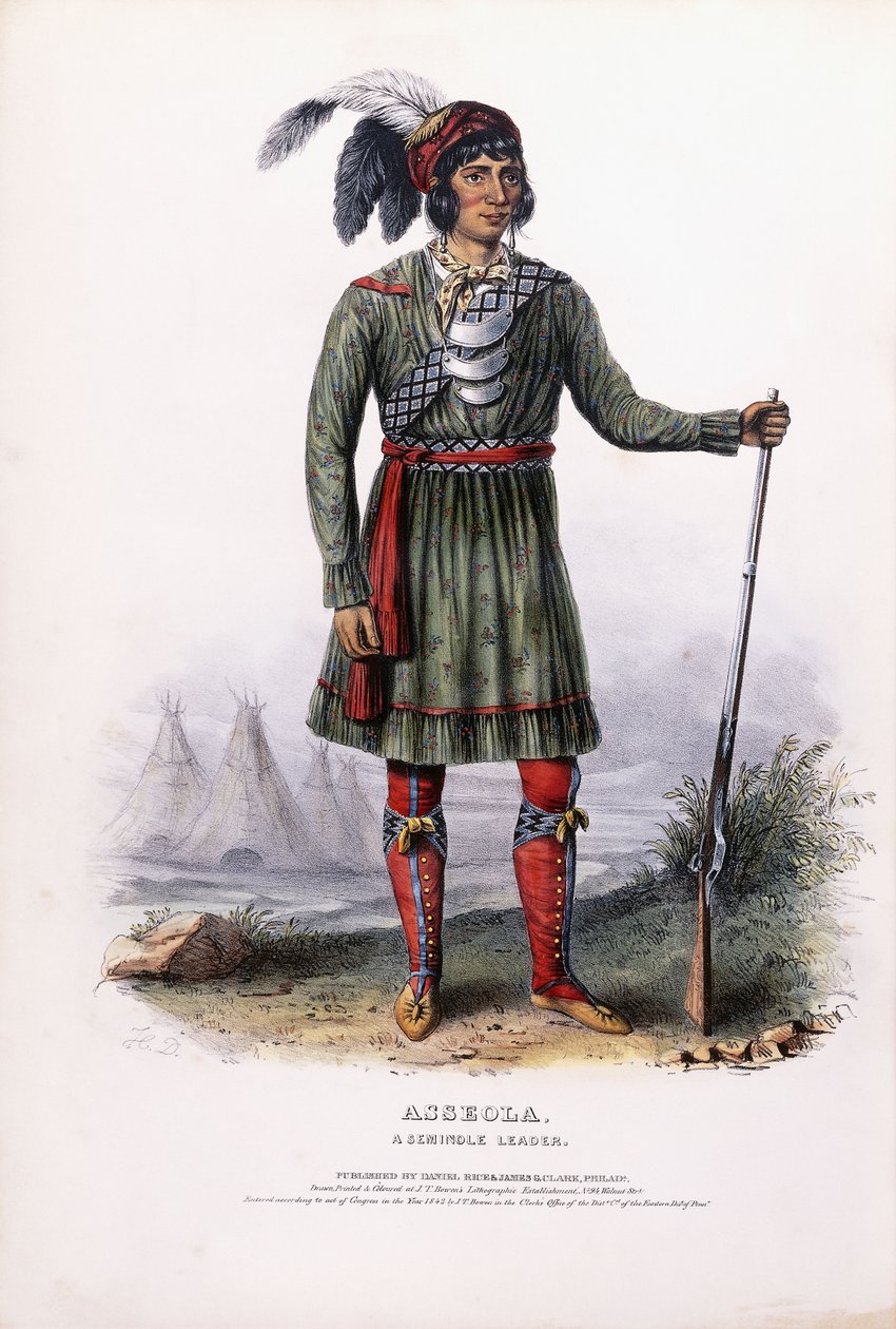 Asseola, a Seminole Leader, ca. 1837-1844 (håndlavet farvelitografi) af Charles Bird (after) King