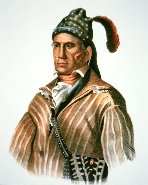 Menawa, høvding for Creek-folket, fra et maleri fra 1826 (farve litho) af Charles Bird (after) King