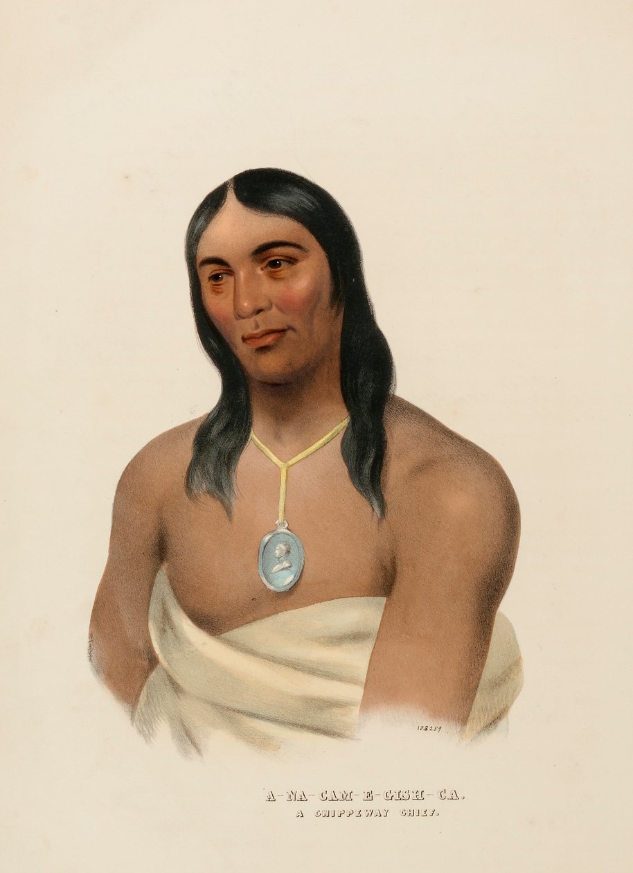 A-NA-CAM-E-GISH-CA. A CHIPPEWA CHIEF, fra History of the Indian Tribes of North America af Charles Bird King