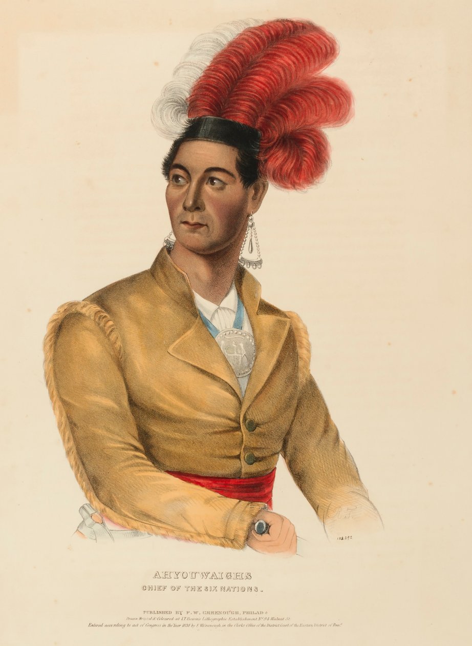 AHYOUWAIGHS. HOVEDMANNEN FOR DE SEKS NATIONER, fra Historien om indianerstammerne i Nordamerika af Charles Bird King
