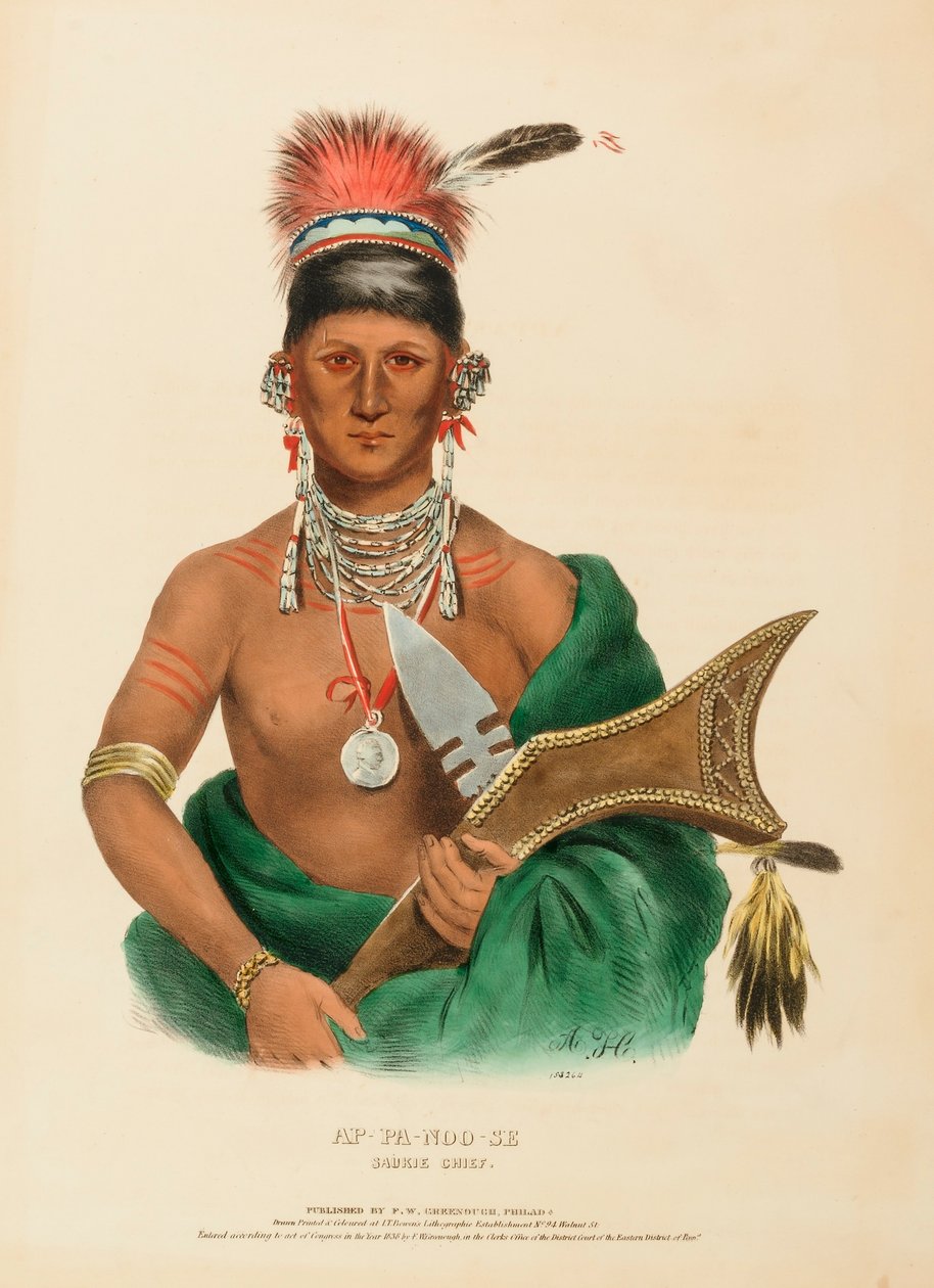 AP-PA-NOO-SE. SAUKIE CHIEF, fra Historien om indianerstammerne i Nordamerika af Charles Bird King