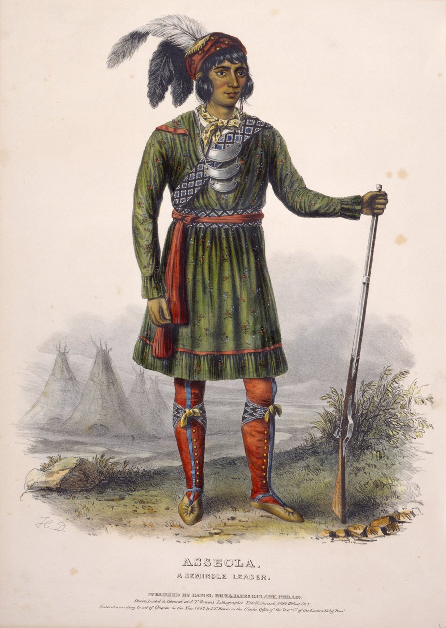 ASSEOLA, EN SEMINOLSK LEDER, fra Historien om indianerstammerne i Nordamerika af Charles Bird King