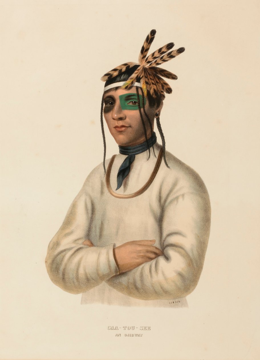 CAA-TOU-SEE. AN OJIBWAY, fra Historien om indianerstammerne i Nordamerika af Charles Bird King