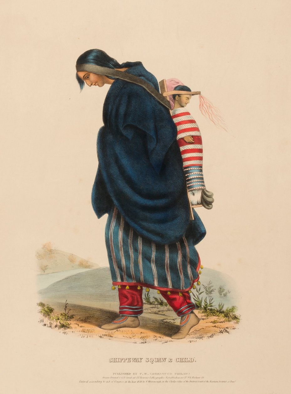 CHIPPEWAY KVINDE OG BARN, fra Historien om indianerstammerne i Nordamerika af Charles Bird King