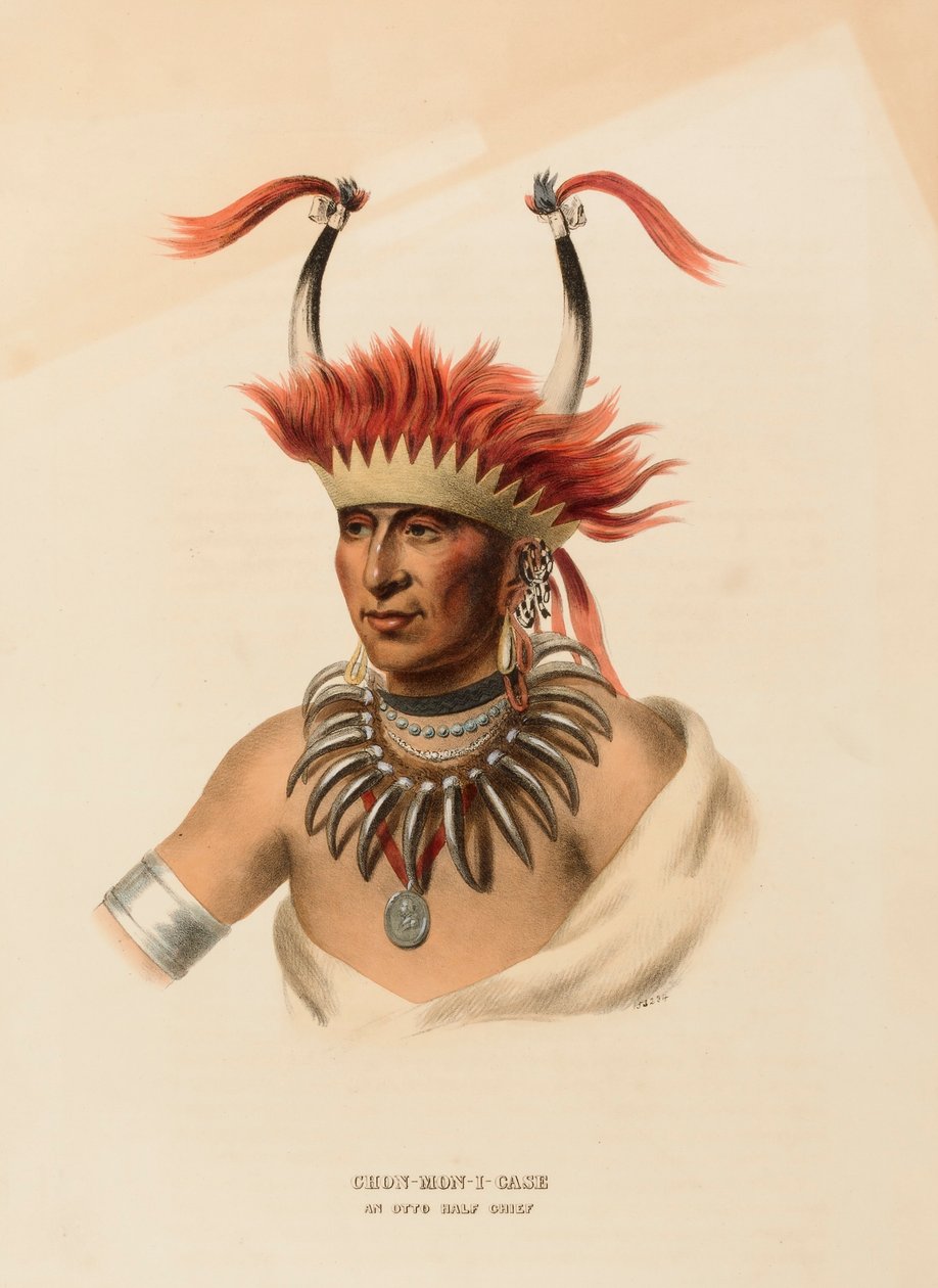 CHON-MON-I-CASE. AN OTTO HALF CHIEF, fra Historien om indianerstammerne i Nordamerika af Charles Bird King
