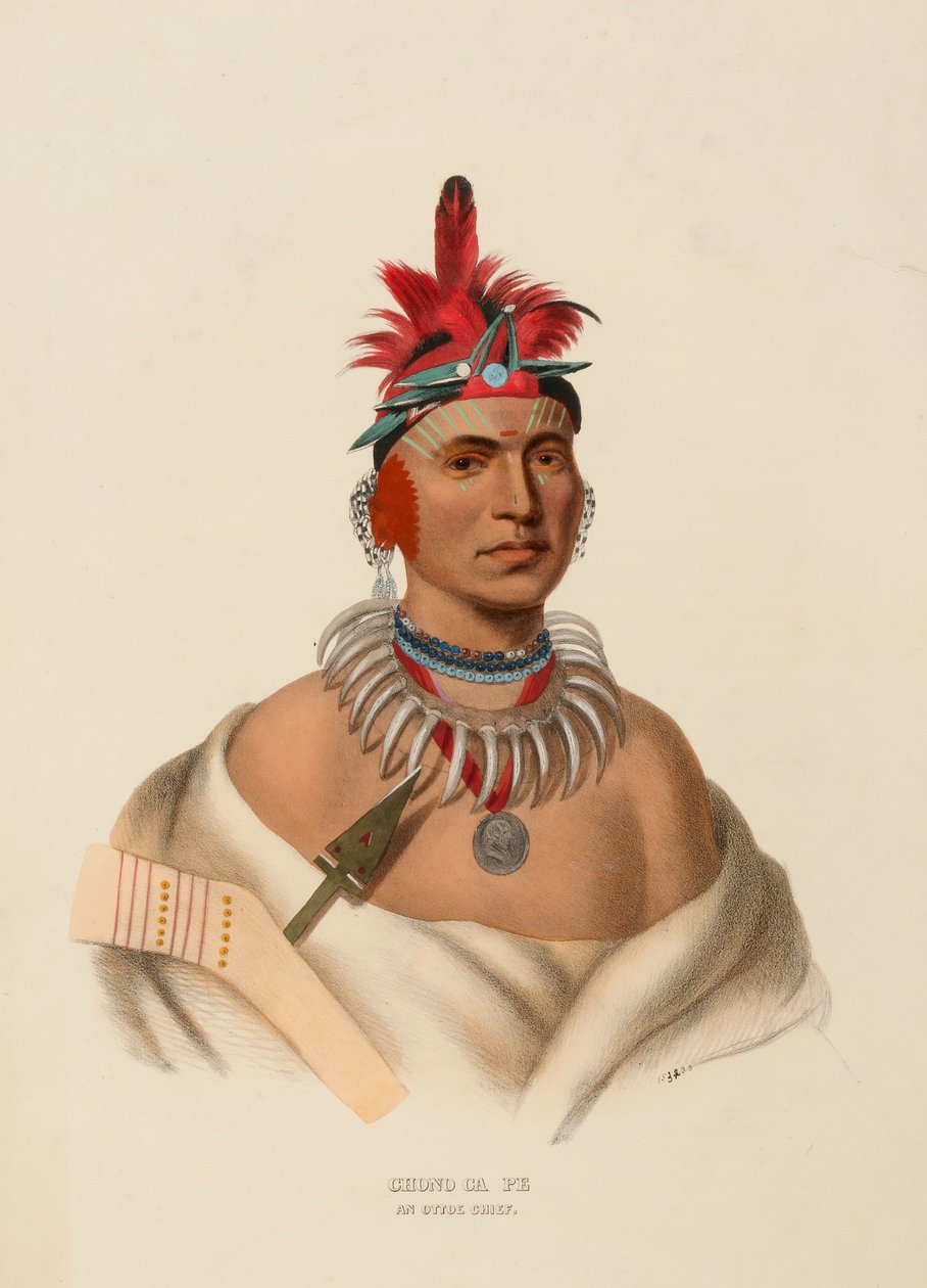 CHONO CA PE. AN OTTOE CHIEF, fra History of the Indian Tribes of North America af Charles Bird King