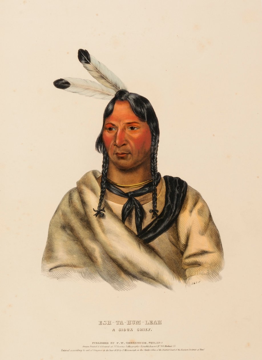 ESH-TA-HUM-LEAH. En SIOUX-høvding, fra Historien om indianerstammerne i Nordamerika af Charles Bird King