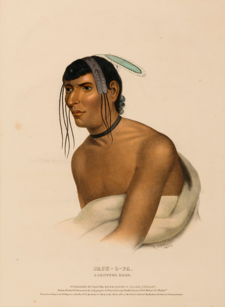 JACK-O-PA. A CHIPPEWA CHIEF, fra History of the Indian Tribes of North America. af Charles Bird King