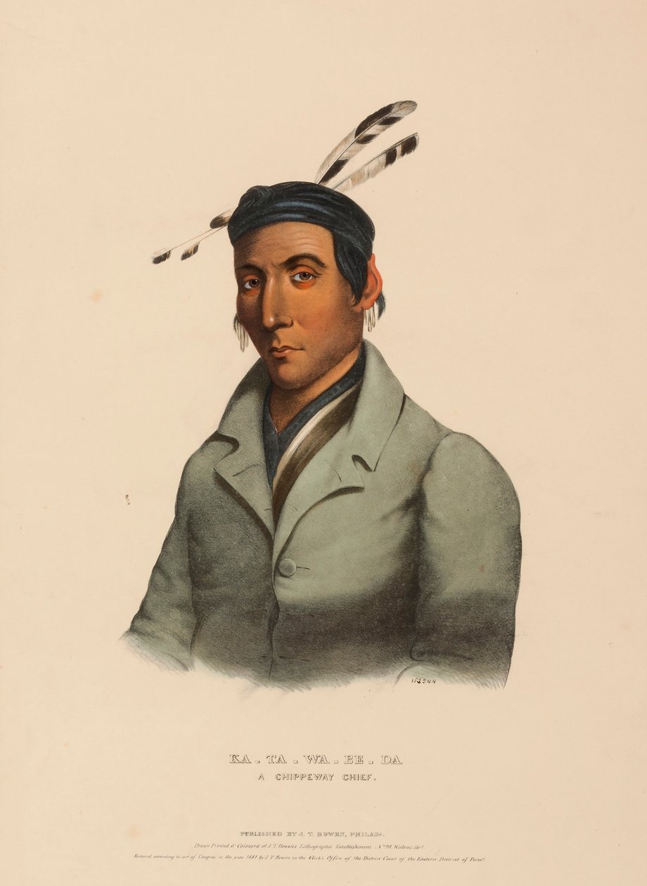 KA-TA-WA-BE-DA. A CHIPPEWAY CHIEF, fra History of the Indian Tribes of North America. af Charles Bird King
