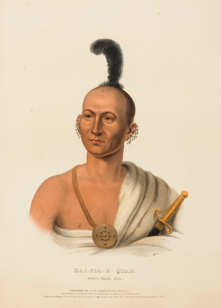 KAI-POL-E-QUAH, WHITE NOSED FOX, fra History of the Indian Tribes of North America af Charles Bird King