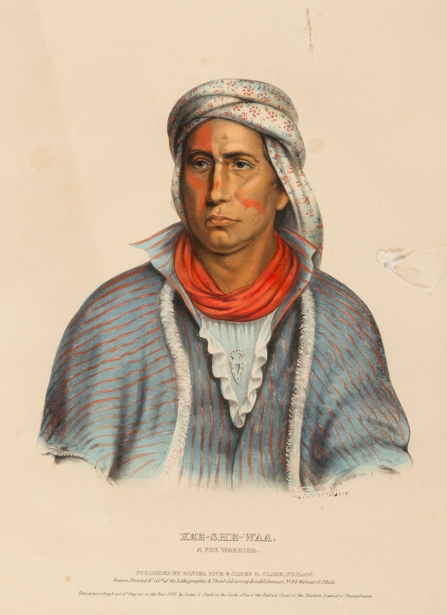 KEE-SHE-WAA. A FOX WARRIOR, fra History of the Indian Tribes of North America. af Charles Bird King