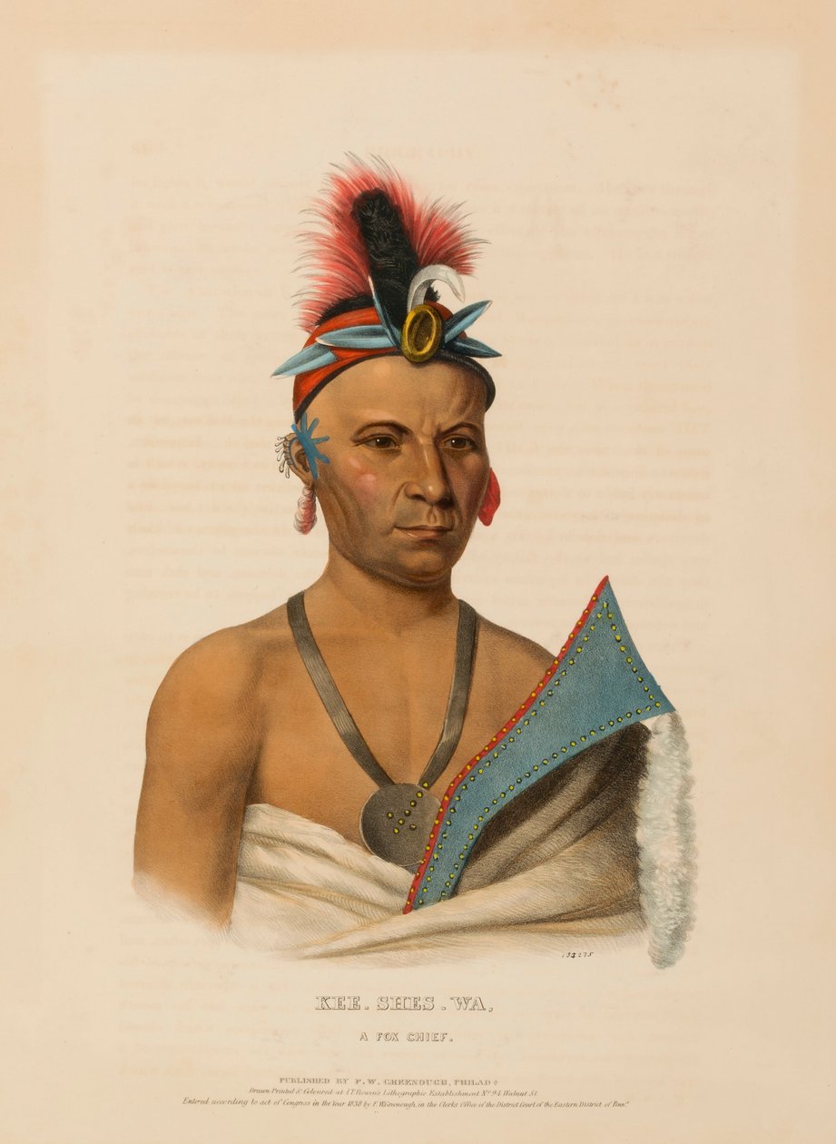 KEE-SHES-WA, A FOX CHIEF, fra History of the Indian Tribes of North America af Charles Bird King