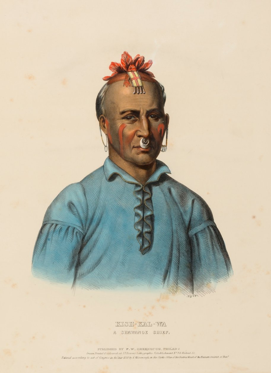 KISH-KAL-WA. A SHAWANOE CHIEF, fra History of the Indian Tribes of North America. af Charles Bird King