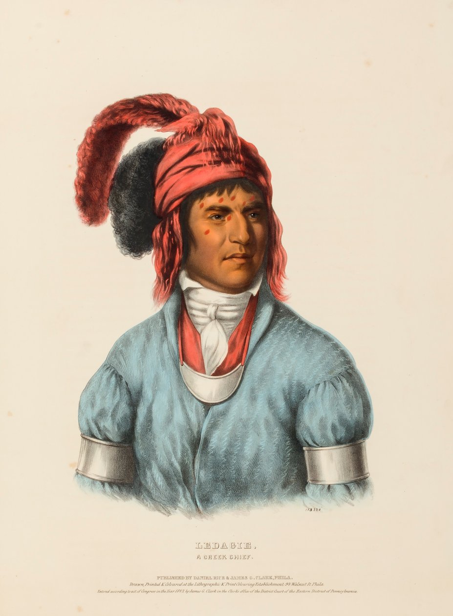 LEDAGIE. A CREEK CHIEF, fra History of the Indian Tribes of North America. af Charles Bird King