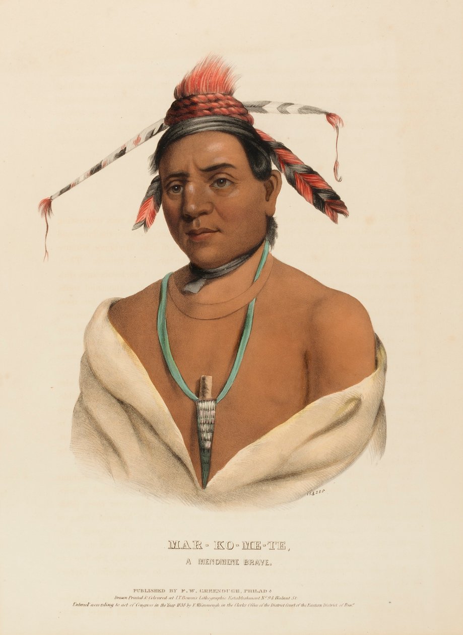 MAR-KO-ME-TE, EN MENOMENSK MODIG, fra Historien om indianerstammerne i Nordamerika af Charles Bird King