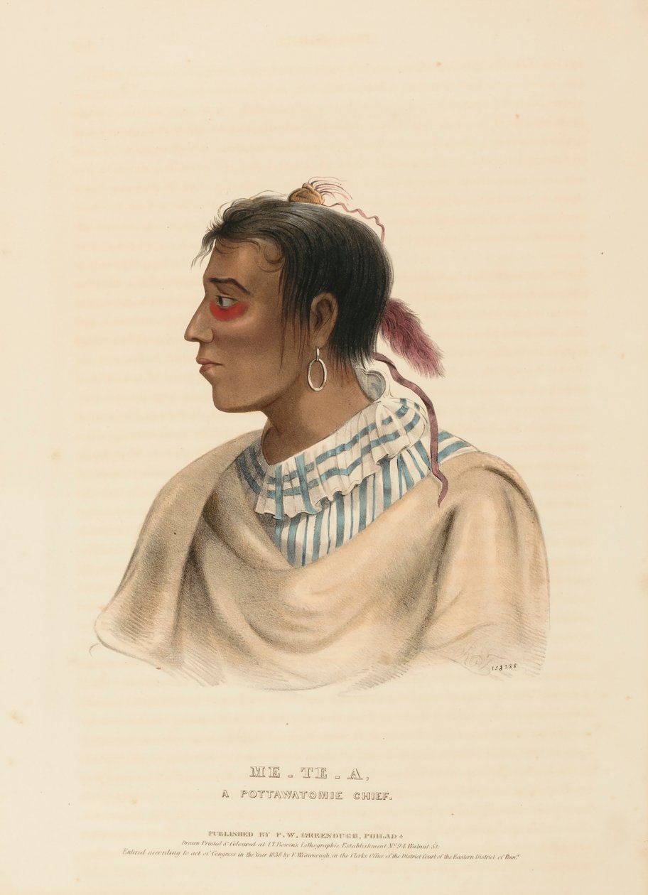 ME-TE-A, A POTTAWATOMIE CHIEF, fra History of the Indian Tribes of North America af Charles Bird King