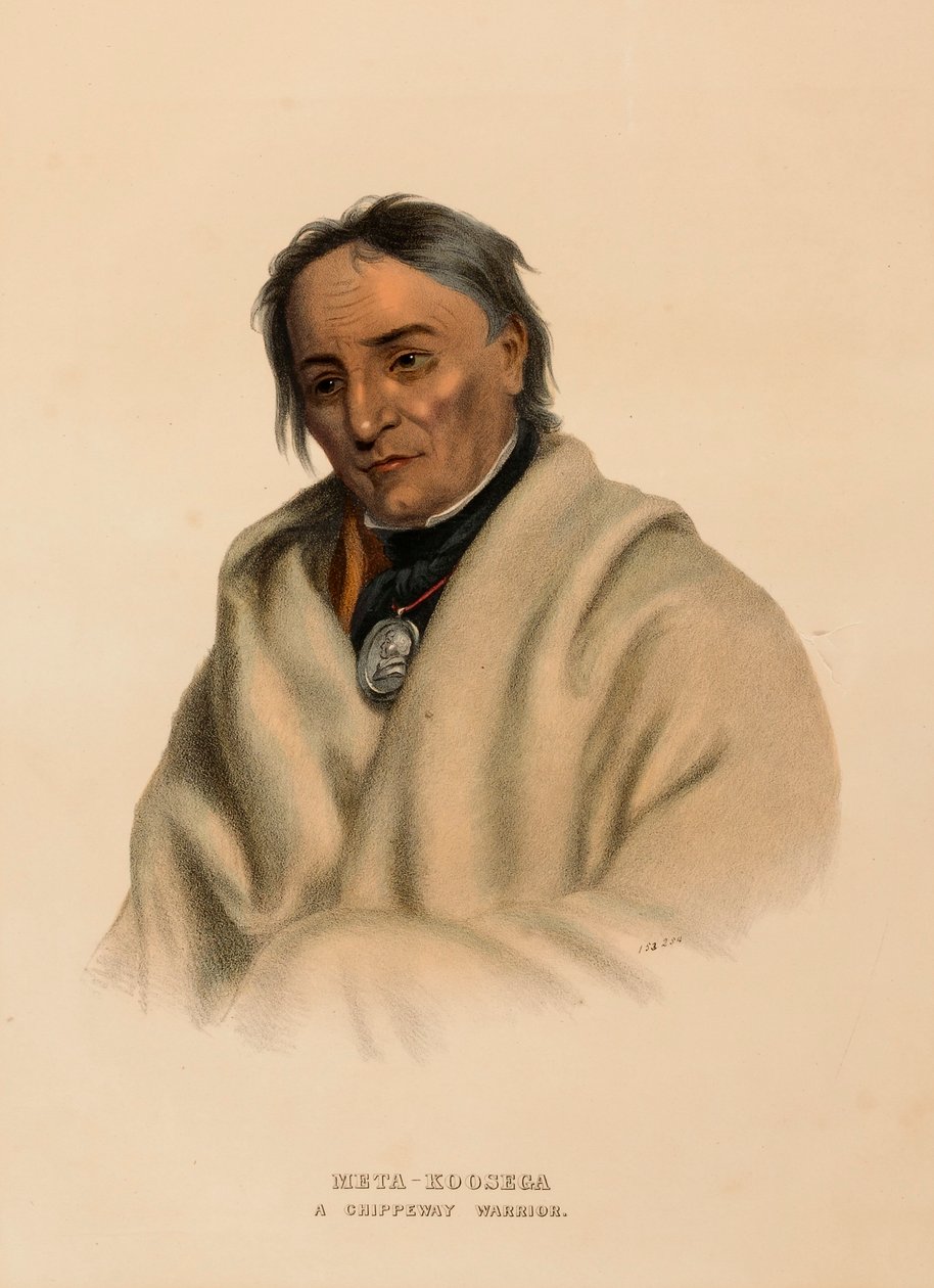 META-KOOSEGA. A CHIPPEWAY WARRIOR, fra History of the Indian Tribes of North America. af Charles Bird King
