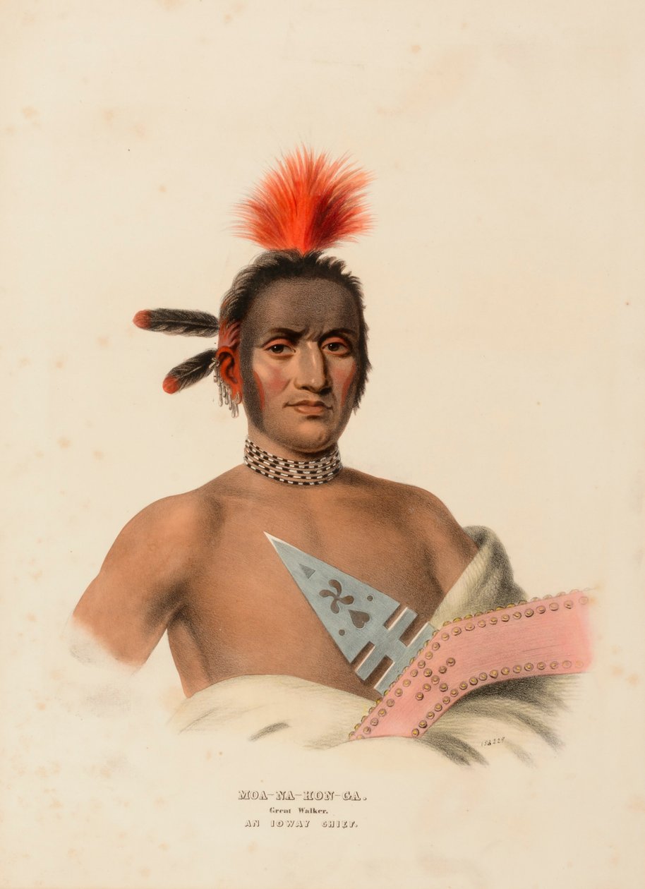MOA-NA-HON-GA. DEN STORE VANDRER. AN IOWAY CHIEF, fra History of the Indian Tribes of North America af Charles Bird King