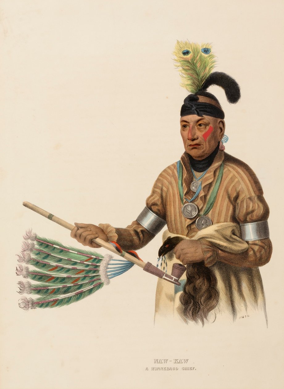 NAW-KAW. A WINNEBAGO CHIEF, fra History of the Indian Tribes of North America. af Charles Bird King