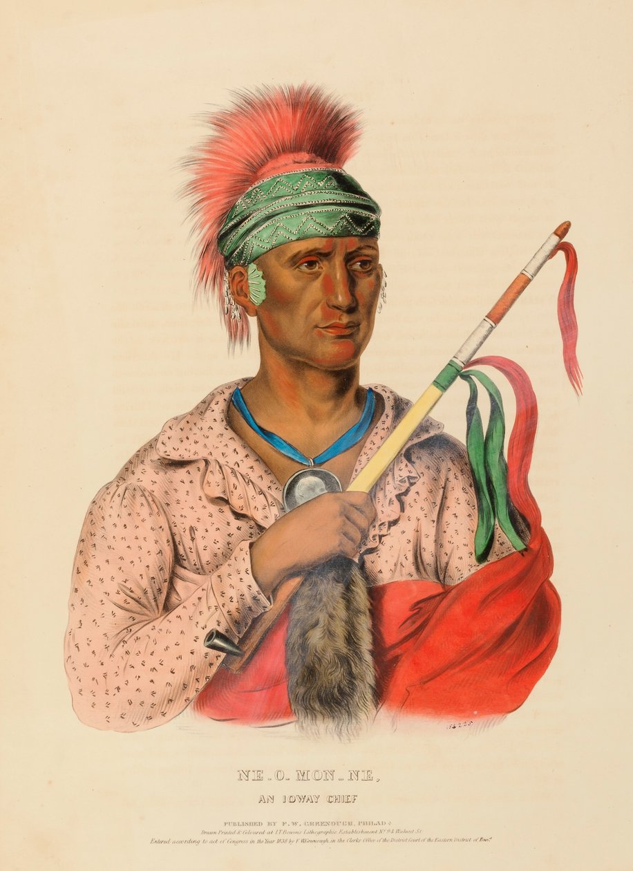 NE-O-MON-NE, EN IOWAY-HØFDE, fra Historien om indianerstammerne i Nordamerika af Charles Bird King