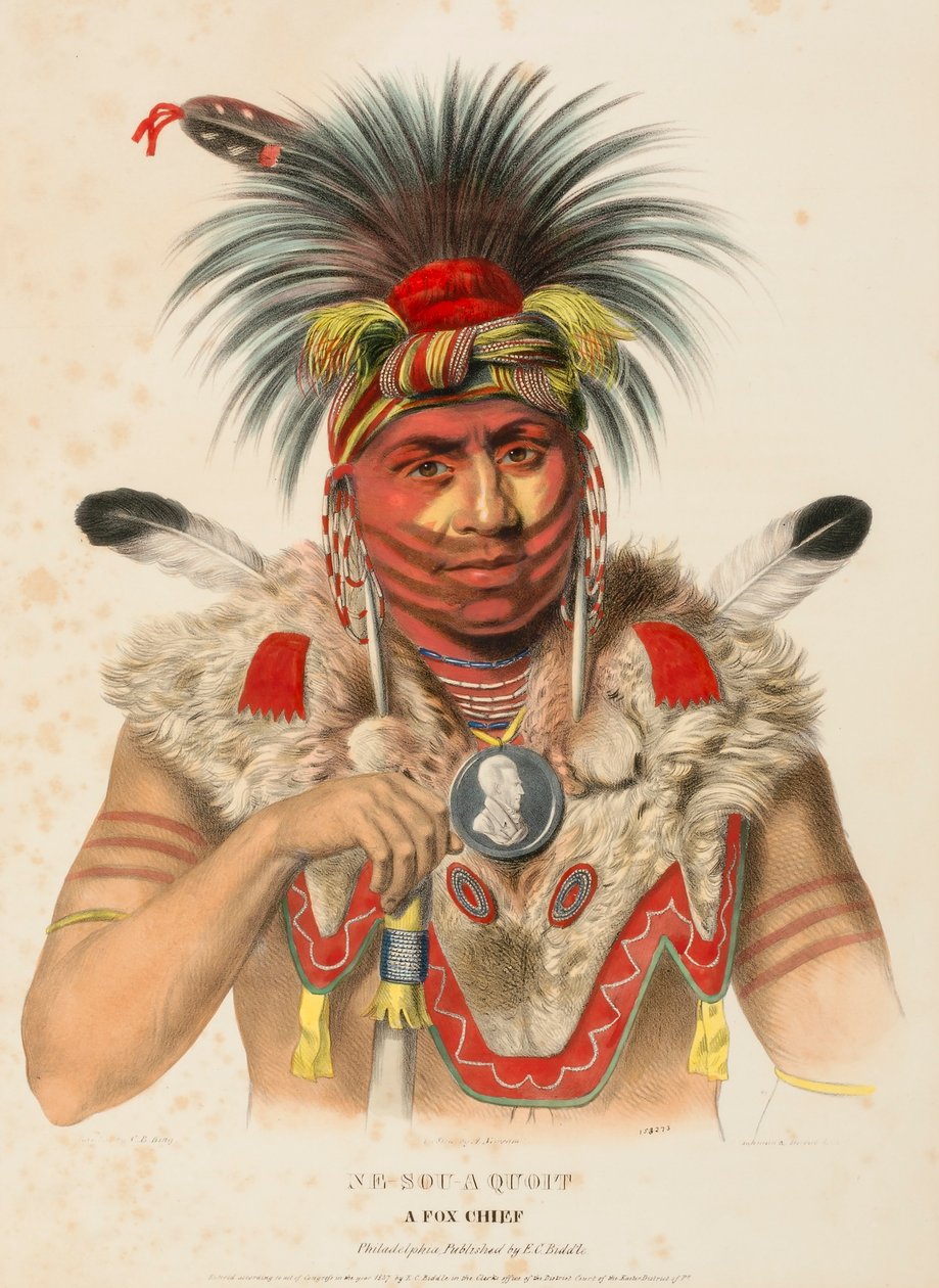 NE-SOU-A-QUOIT. A FOX CHIEF, fra History of the Indian Tribes of North America. af Charles Bird King