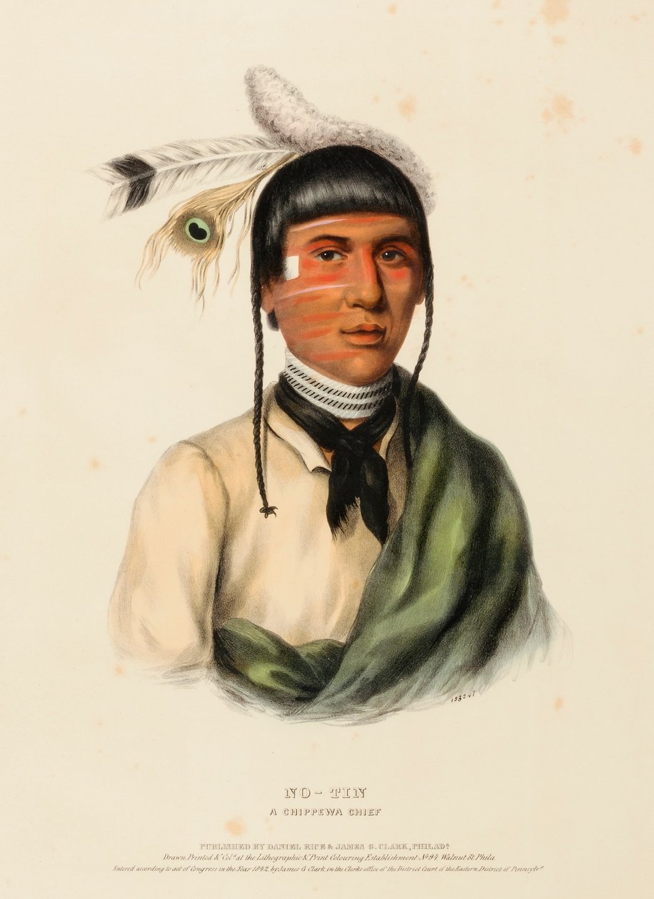 NO-TIN. A CHIPPEWA CHIEF, fra History of the Indian Tribes of North America. af Charles Bird King