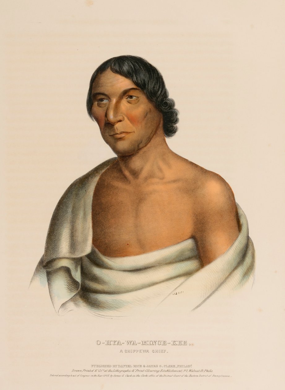 O-HYA-WA-MINCE-KEE, EN CHIPPEWA CHIEF, fra History of the Indian Tribes of North America af Charles Bird King